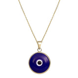 Picture of 1" Evil Eye Pendant Necklace 14K Yellow Gold