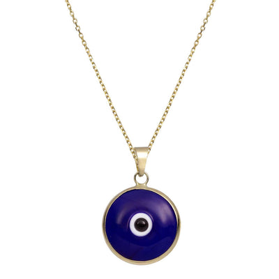 Picture of 1" Evil Eye Pendant Necklace 14K Yellow Gold