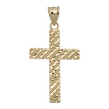 Picture of Diamond-Cut Cross Pendant Solid 10K Yellow Gold