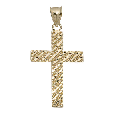 Picture of Diamond-Cut Cross Pendant Solid 10K Yellow Gold