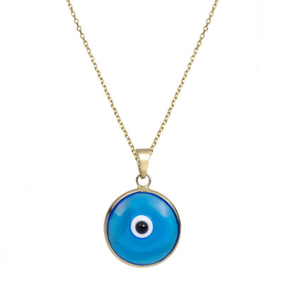 Picture of 1" Evil Eye Pendant Necklace 14K Yellow Gold