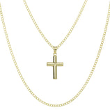 Picture of 1 3/8" Jesus Cross Crucifix Pendant & Chain Necklace Set 10K Yellow White Gold