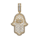 Picture of 1 3/4" Evil-Eye Hamsa Baguette Diamond Pendant 2.34ct 14K Yellow Gold