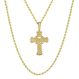 Picture of 2" Face of Jesus CZ Cross Two Tone Pendant & Chain Necklace Set 10K Yellow White Gold