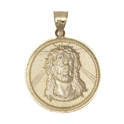 Picture of 1 1/2" Jesus Face Diamond Cut Medallion Pendant 10K Yellow Gold