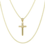 Picture of 1 3/4" Jesus Cross Crucifix Pendant & Chain Necklace Set 10K Yellow White Gold