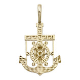 Picture of Greek Key Anchor Wheel Pendant 10K Yellow Gold