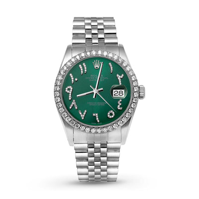 Picture of Rolex Datejust Diamond Bezel Watch 36mm Green Arabic Dial | 1.25ct