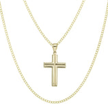 Picture of 1 3/4" Jesus Crucifix Cross Pendant & Chain Necklace Set 10K Yellow White Gold