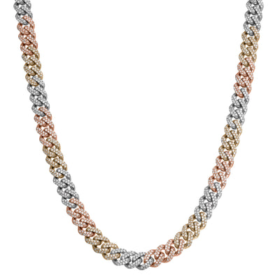 Picture of Women's Diamond Cuban Link Chain 10K Tri-Color Gold