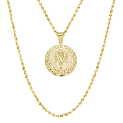 Picture of 1 3/4" Baby Angel Nugget Medallion Pendant & Chain Necklace Set 10K Yellow Gold