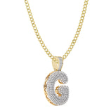 Picture of Women's Diamond "G" Initial Letter Necklace 0.48ct Solid 10K Yellow Gold