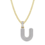 Picture of Diamond "U" Initial Letter Necklace 0.41ct Solid 10K Yellow Gold