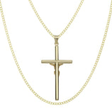 Picture of 2 1/4" Jesus Cross Crucifix Pendant & Chain Necklace Set 14K Yellow White Gold