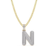 Picture of Women's Diamond "N" Initial Letter Necklace 0.52ct Solid 10K Yellow Gold