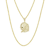 Picture of Textured Indian Chief Pendant & Chain Necklace Set 10K Yellow Gold