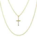 Picture of 1 1/4" Jesus Cross Crucifix Pendant & Chain Necklace Set 14K Yellow White Gold