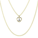 Picture of 3/4" Teddy Bear in Heart Pendant Chain & Necklace Set 10K Yellow White Gold