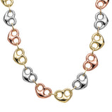 Picture of Women's Puffed Heart Shape Link Necklace 10K & 14K Tri-Color Gold