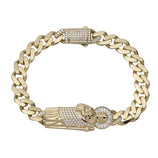 Picture of Baguette CZ St. Jude Cuban Link Chain Bracelet 10K Yellow Gold