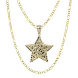 Picture of 2 1/4" Nugget Star Shaped Pendant & Chain Necklace Set 10K Yellow Gold