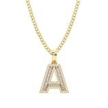 Picture of Women's Baguette & Round Cut Diamond "A" Initial Pendant Necklace 0.65ct 14K Gold