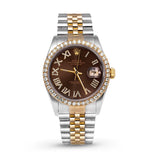 Picture of Rolex Datejust Diamond Bezel Watch 36mm Brown Roman Dial | 2.15ct