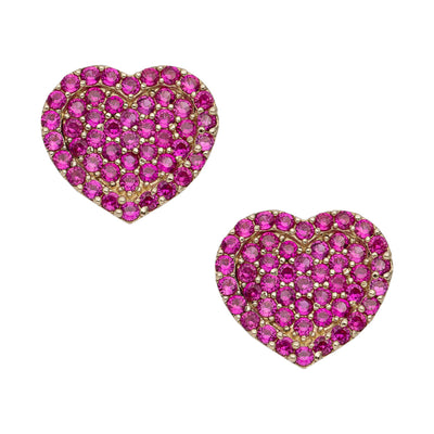 Picture of 1/2" Pink CZ Heart Stud Earrings 10K Yellow Gold