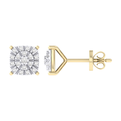 Picture of Men's Miracle Plate Cushion Shaped Diamond Stud Earrings 0.10ct 14K Gold