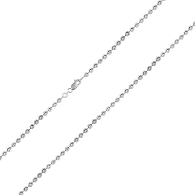 Picture of Bead Ball Moon Cut Link Chain Necklace 14K White Gold