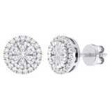 Picture of Women's Diamond-Cut Framed Halo Cluster Diamond Stud Earrings 14K Gold