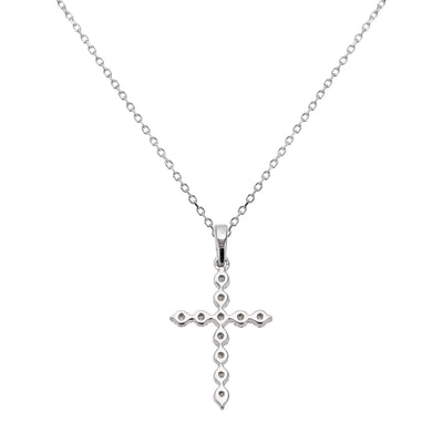 Picture of 7/8" Cross Round 0.33ct Diamond Pendant Necklace 14K White Gold