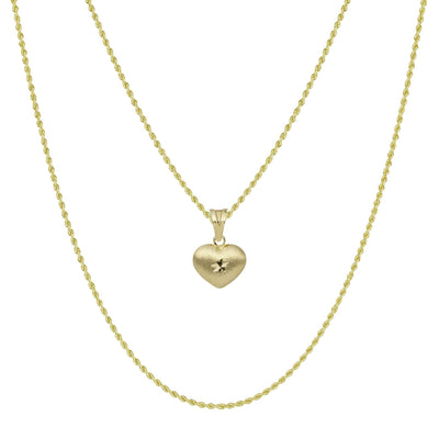 Picture of 3/4" Reversible Heart Necklace 10K Yellow Gold