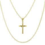 Picture of 1 1/2" Jesus Cross Crucifix Two-Tone Pendant & Chain Necklace Set 10K Yellow White Gold