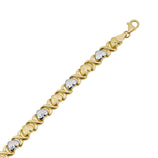 Picture of 7.5mm Diamond-Cut Hearts & Kisses Stampato Necklace 10K Yellow White Gold