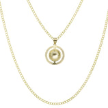 Picture of 1" World CZ Pendant & Chain Necklace Set 10K Yellow Gold