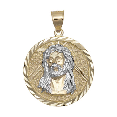 Picture of 1 1/2" Jesus Face Diamond Cut Medallion Pendant 10K Yellow Gold