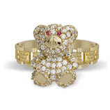 Picture of Women's CZ Teddy Bear Ring 10K Yellow Gold