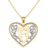 Picture of Ladies Heart Girl & Boy Name Plate Necklace 14K Gold - Style 148