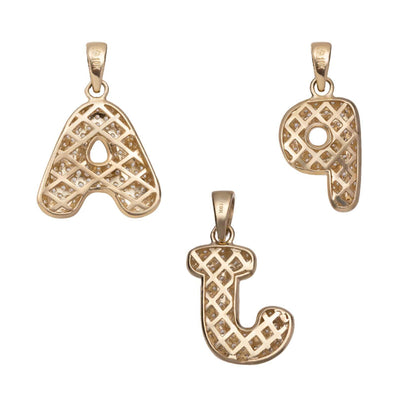 Picture of CZ Bubble Initial Letter Pendant 10K Yellow Gold