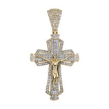 Picture of 2" Diamond Jesus Crucifix Cross Pendant 0.80ctw 10K Yellow Gold