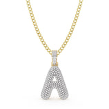 Picture of Women's Diamond "A" Initial Letter Necklace 0.37ct Solid 10K Yellow Gold