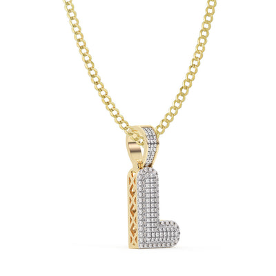 Picture of Women's Diamond "L" Initial Letter Necklace 0.26ct Solid 10K Yellow Gold