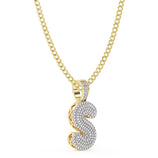 Picture of Women's Diamond "S" Initial Letter Necklace 0.40ct Solid 10K Yellow Gold