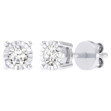 Picture of Women's Miracle Plate Solitaire Diamond Stud Earrings 14K Gold