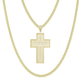 Picture of Last Supper Textured Cross Pendant & Chain Necklace Set 10K Yellow Gold