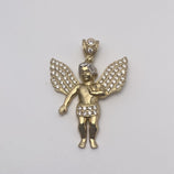 Picture of 1 3/4" Angel CZ Pendant Solid 10K Yellow Gold