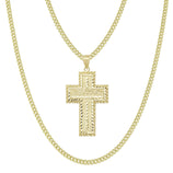 Picture of Last Supper Textured Cross Pendant & Chain Necklace Set 10K Yellow Gold