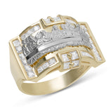 Picture of Men's Large Rectangle Textured CZ Last Supper Ring Solid 10K Yellow Gold