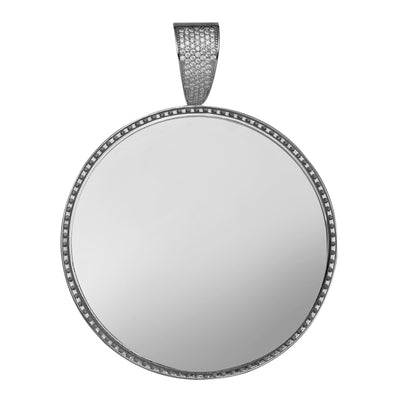 Picture of Round Medallion Picture Frame Memory CZ Charm Pendant Solid 10K White Gold